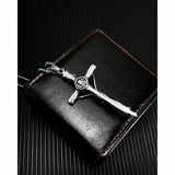 Men Skull Cross Pendant Christian Necklace Silver Stainless Steel Jewelry