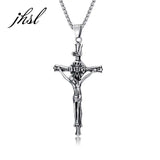 Men Skull Cross Pendant Christian Necklace Silver Stainless Steel Jewelry