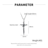 Men Skull Cross Pendant Christian Necklace Silver Stainless Steel Jewelry