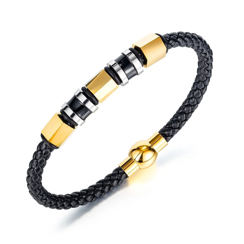 Men Magnet Bracelet: High PU Leather & Stainless Steel Party Gift
