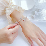 Female Stainless Steel Bracelets Bangles Silver Rose Jewelry