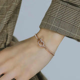 Adjustable Roman Numerals CZ Bracelet Snake Chain Rose Jewelry