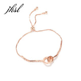Adjustable Roman Numerals CZ Bracelet Snake Chain Rose Jewelry