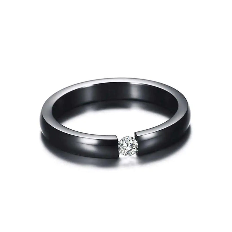Unisex 4mm CZ Stone Silver Ring Size 5-13
