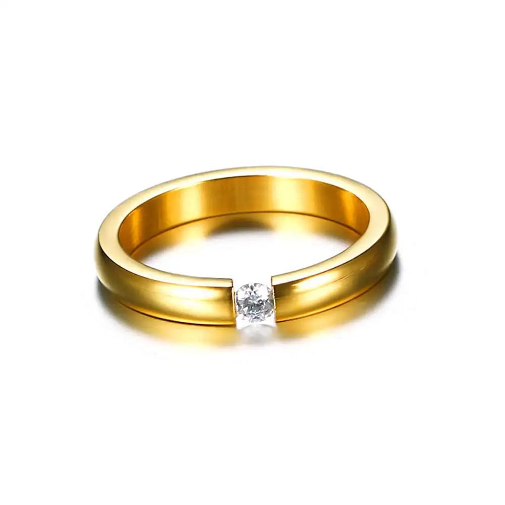 Unisex 4mm CZ Stone Silver Ring Size 5-13