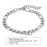 Unisex Chain Bracelets Charm Silver Stainless Steel Bangles Jewelry