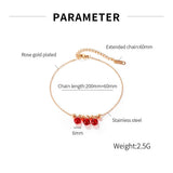 Women Anklets Red Ball Charm Stainless Steel Foot Jewelry