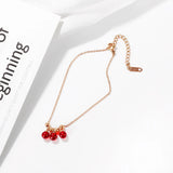 Women Anklets Red Ball Charm Stainless Steel Foot Jewelry