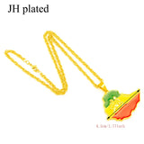 Ethiopian Flag & Lion Map Pendant Necklace for Women/Men