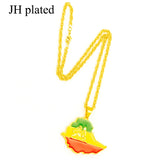 Ethiopian Flag & Lion Map Pendant Necklace for Women/Men
