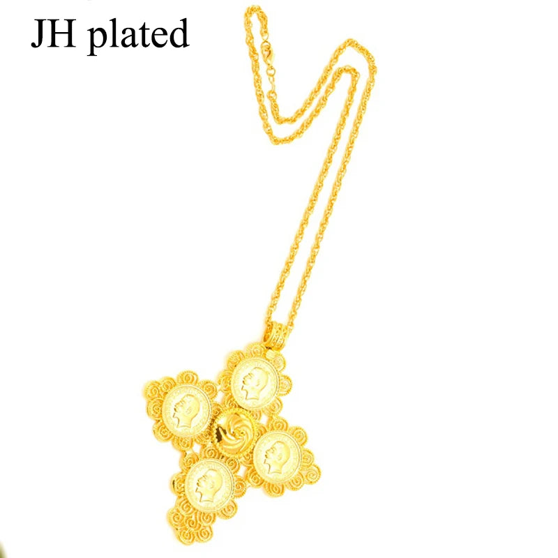 Ethiopian Cross Coin Pendant Necklace Eritrea Africa Coins/Arabia