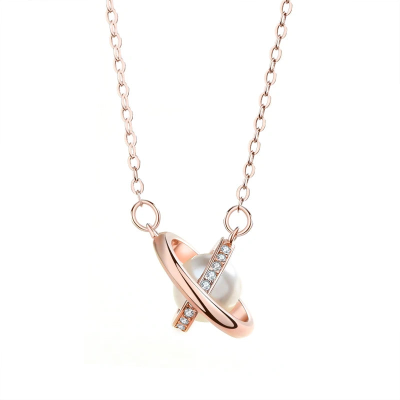 JIALY S925 Silver Rotating Globe Necklace for Women