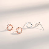 S925 Sterling Silver Twist Stud Earrings with Zircon CZ for Women
