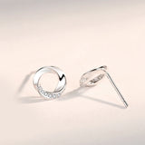 S925 Sterling Silver Twist Stud Earrings with Zircon CZ for Women