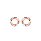 S925 Sterling Silver Twist Stud Earrings with Zircon CZ for Women