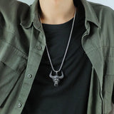 JIALY 316L Stainless Steel Bull Head Pendant Punk Necklace
