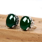 925 Silver Earrings Natural Stones Vintage Thai Silver Jewelry