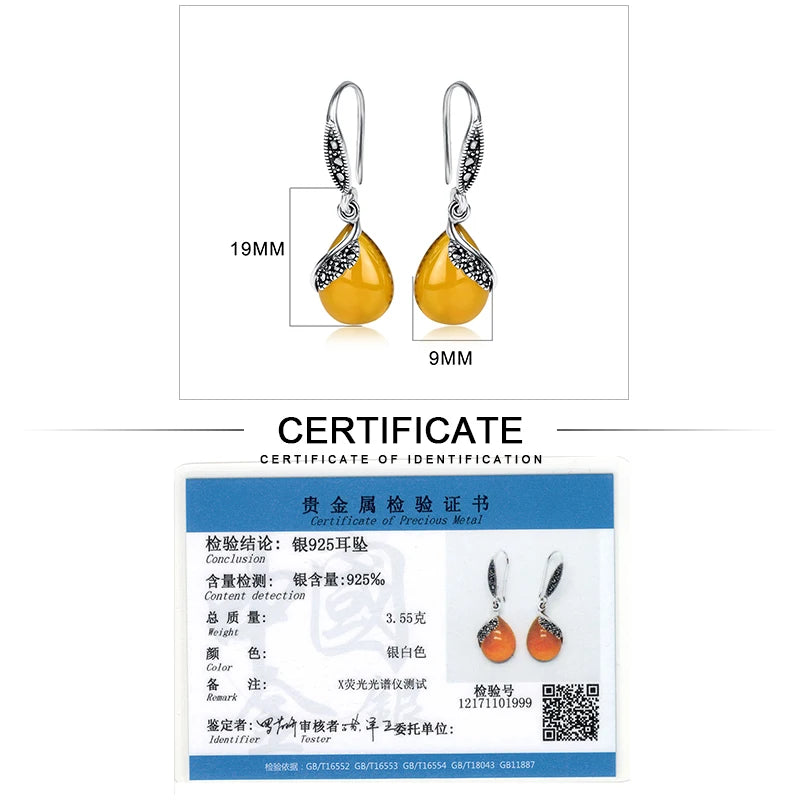 Vintage Natural Stones Earrings 925 Sterling Silver Thai Silver Jewelry
