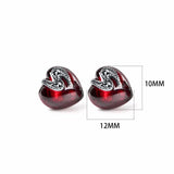 Vintage Garnet Gemstone Stud Earrings 925 Sterling Silver Retro Women Jewelry