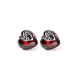 Vintage Garnet Gemstone Stud Earrings 925 Sterling Silver Retro Women Jewelry