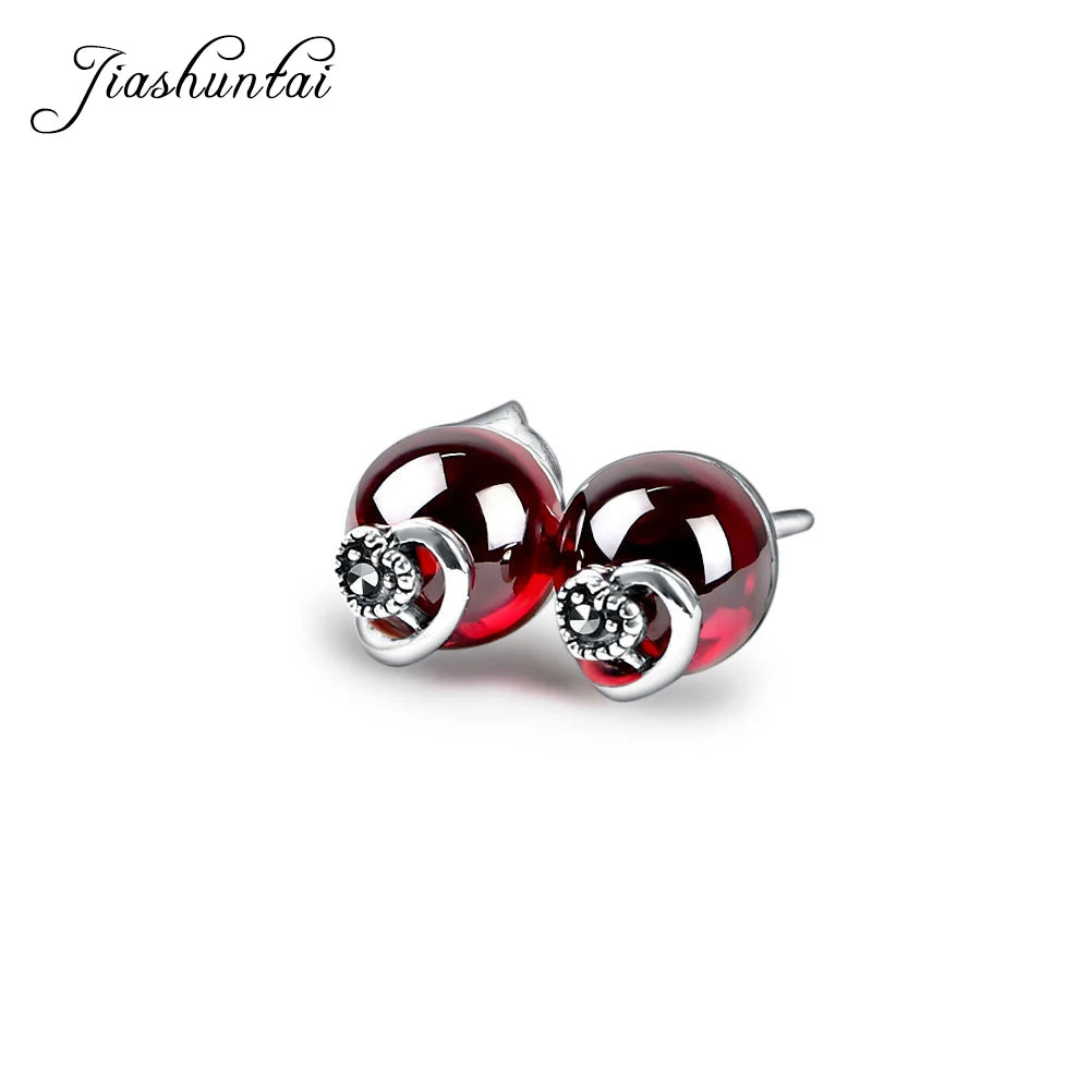 Vintage 925 Sterling Silver Ball Stud Earrings Retro Women