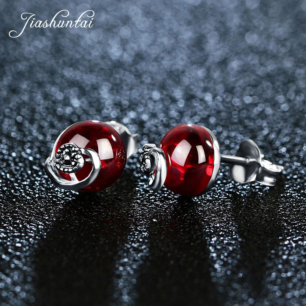 Vintage 925 Sterling Silver Ball Stud Earrings Retro Women