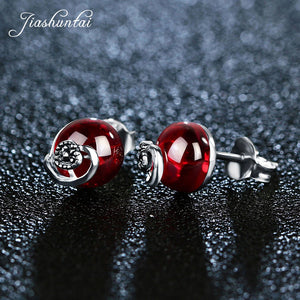 Vintage 925 Sterling Silver Ball Stud Earrings Retro Women