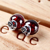 Vintage 925 Sterling Silver Ball Stud Earrings Retro Women