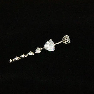 925 Silver Heart Dangle Navel Ring Sexy Body Piercing