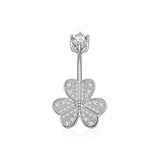 925 Silver Clover Flower Belly Button Piercing Jewelry C3922