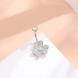 925 Silver Clover Flower Belly Button Piercing Jewelry C3922