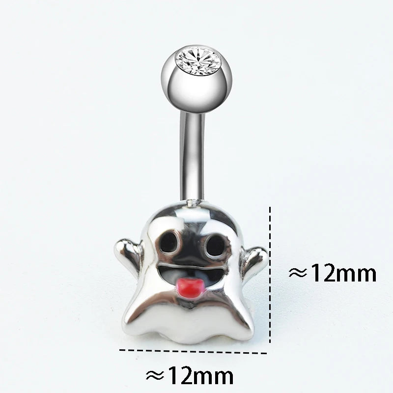 925 Silver Ghost Belly Button Piercing