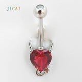 925 Silver Halloween Devil Belly Button Piercing Red Corundum Women's