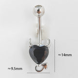 925 Silver Halloween Devil Belly Button Piercing Red Corundum Women's