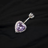 925 Silver Heart Belly Button Piercing Body Jewelry