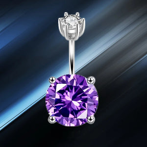 925 Silver Purple Zircon Belly Button Ring Women's Navel Piercing