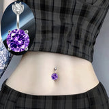 925 Silver Purple Zircon Belly Button Ring Women's Navel Piercing