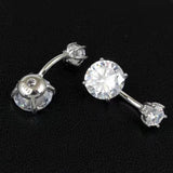 925 Silver Purple Zircon Belly Button Ring Women's Navel Piercing