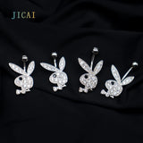 925 Silver Rabbit Navel Bell Button Rings Piercing Belly Jewelry