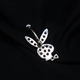 925 Silver Rabbit Navel Bell Button Rings Piercing Belly Jewelry
