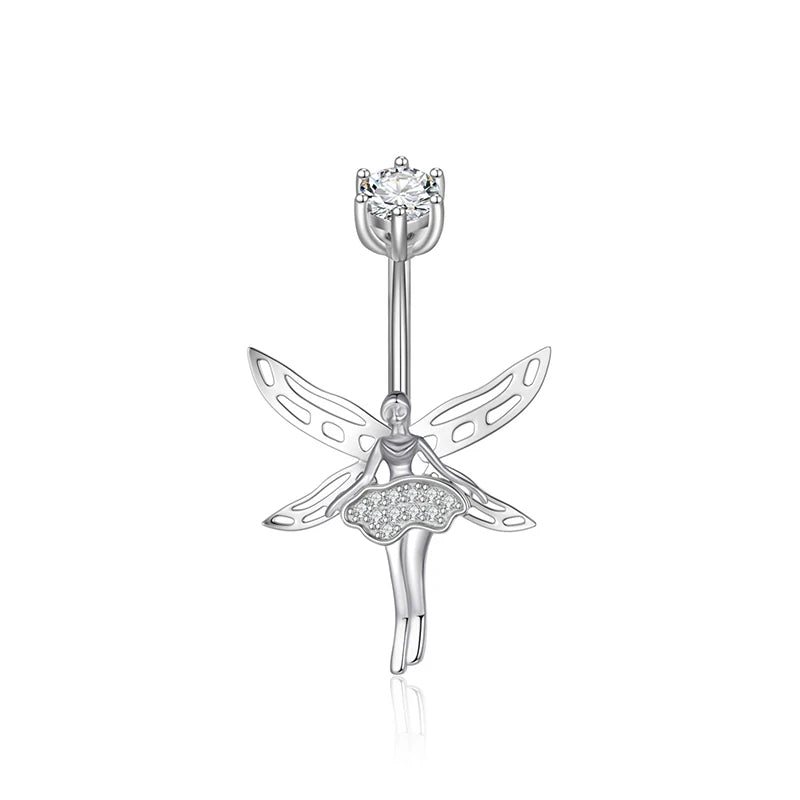 Angel Girl Belly Button Piercing 925 Sterling Silver Women's Accessories