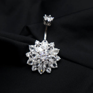 925 Silver Belly Button Ring Sun Flower Navel Piercing