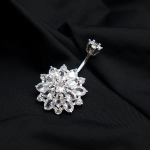 925 Silver Belly Button Ring Sun Flower Navel Piercing