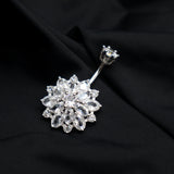 925 Silver Belly Button Ring Sun Flower Navel Piercing