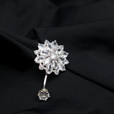 925 Silver Belly Button Ring Sun Flower Navel Piercing