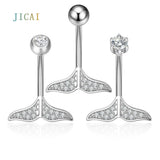 925 Silver Mermaid Tail Navel Belly Button Rings Piercing