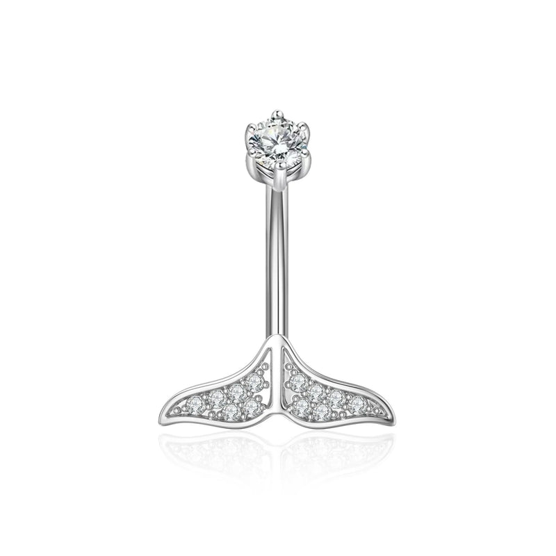 925 Silver Mermaid Tail Navel Belly Button Rings Piercing