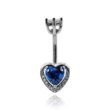 Heart 925 Sterling Silver Aquamarine Zircon Belly Button Ring