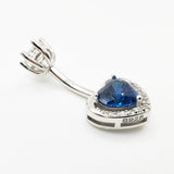 Heart 925 Sterling Silver Aquamarine Zircon Belly Button Ring
