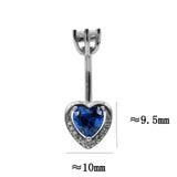 Heart 925 Sterling Silver Aquamarine Zircon Belly Button Ring